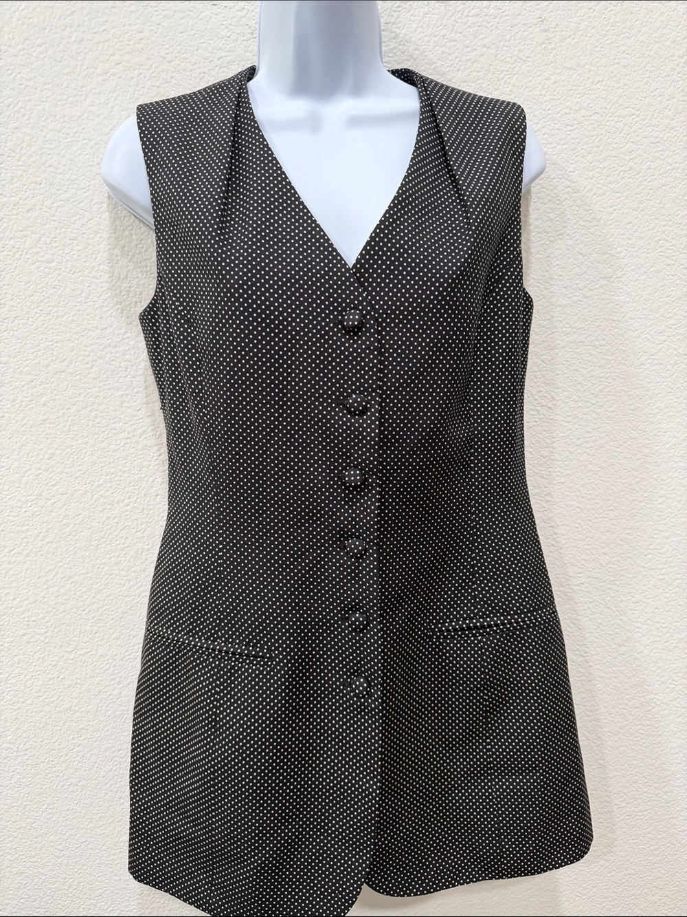 HENRI BENDLE vintage Black & White Polka Dot Sleeveless Vest